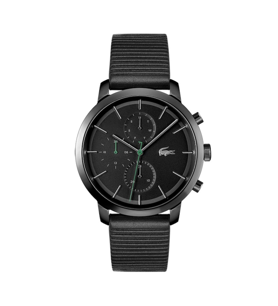 Relógio analógico Lacoste Replay com pulseira de couro, preto