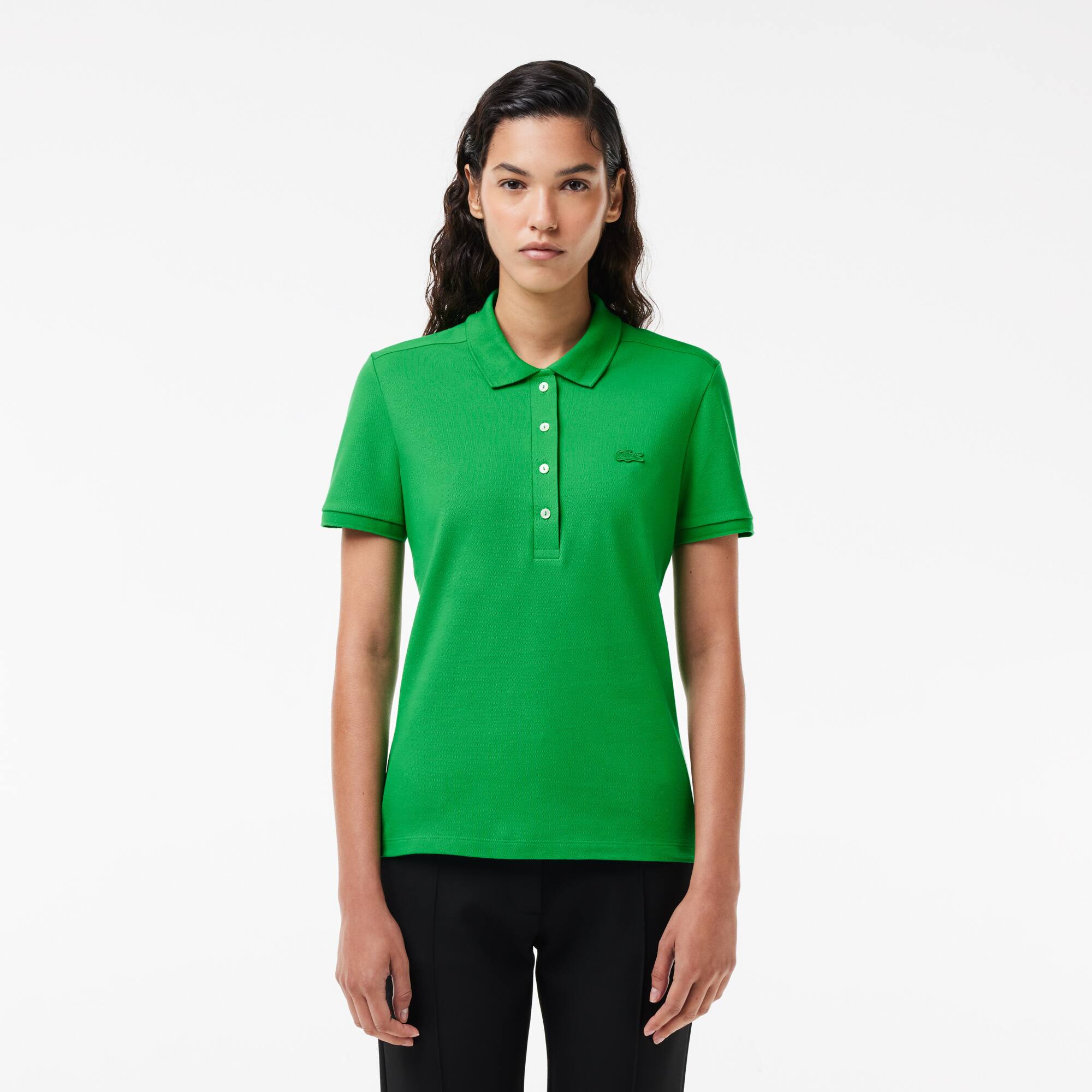 Slim Fit Damen LACOSTE Poloshirt aus Stretch-Baumwoll-Piqué Kurze Ärmel - Grün - Lacoste - Damen