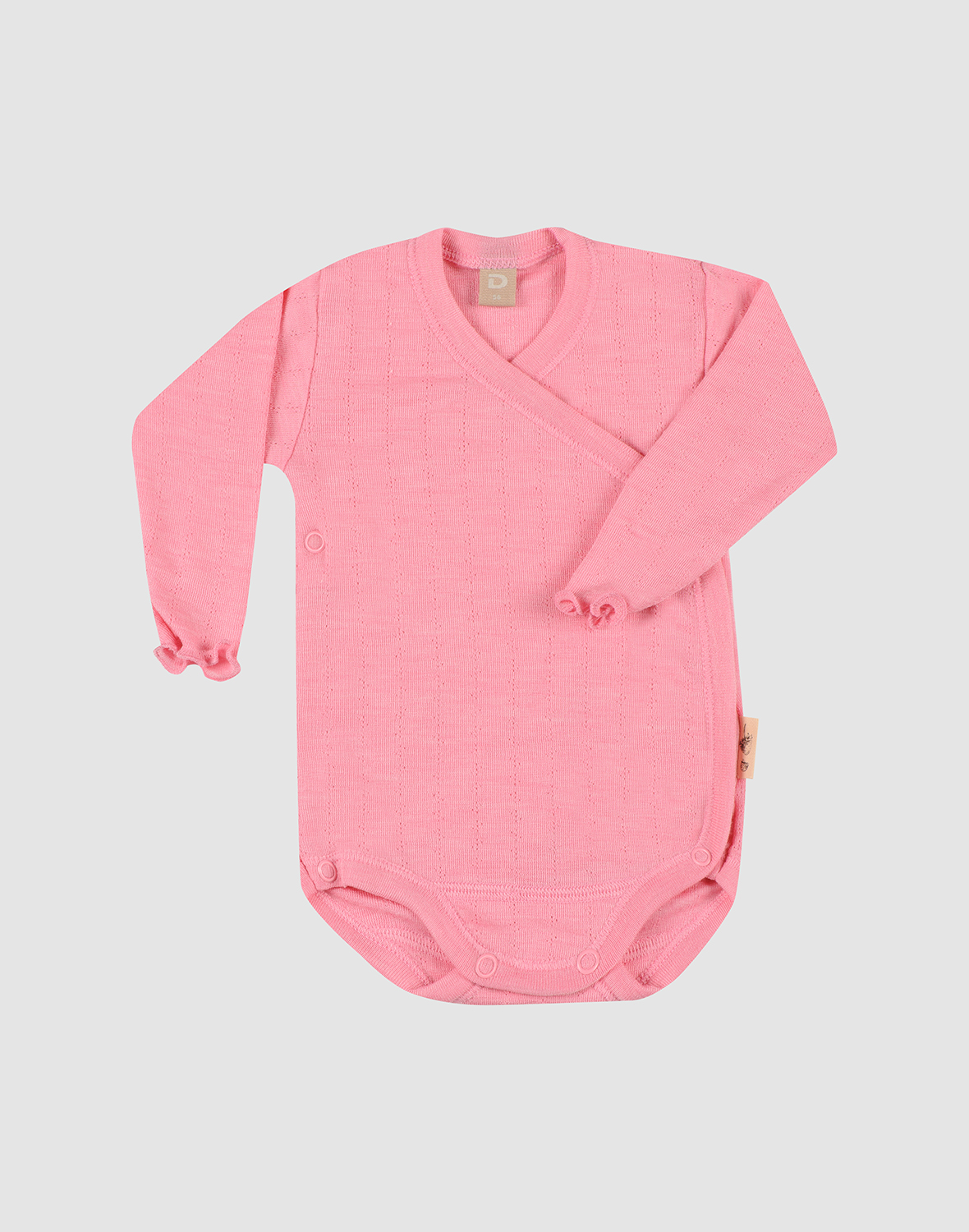 Pointelle overslagromper van merinowol/zijde voor baby'