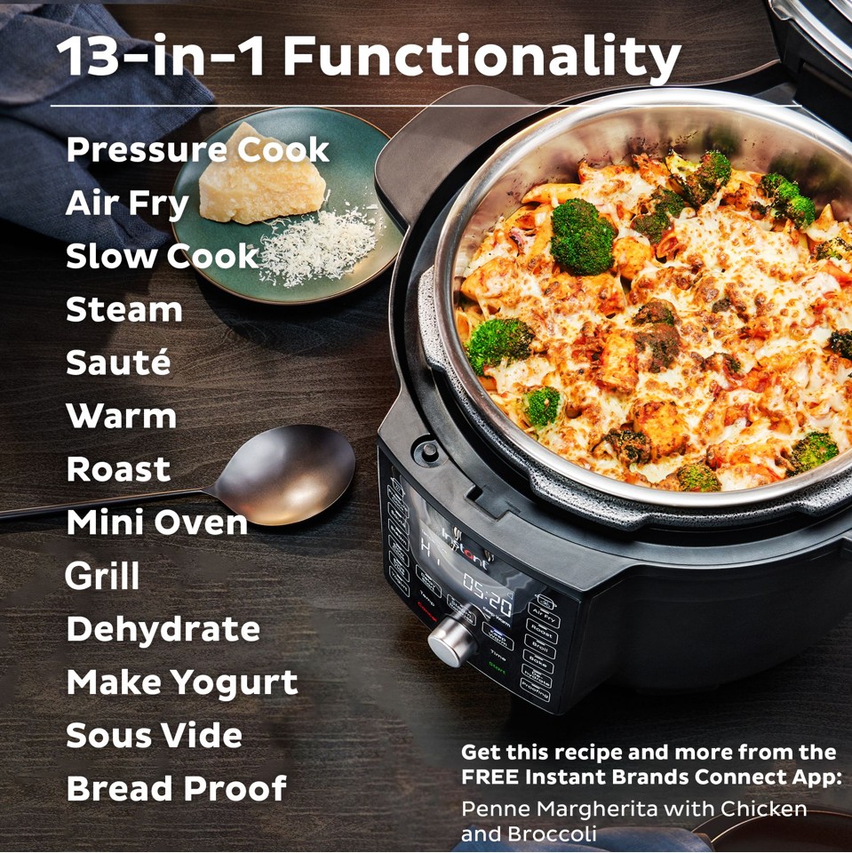 Instant Pot - Duo Crisp 13-i-1 Trykkoger med Air Fryer Låg, 6.2L - 1500W