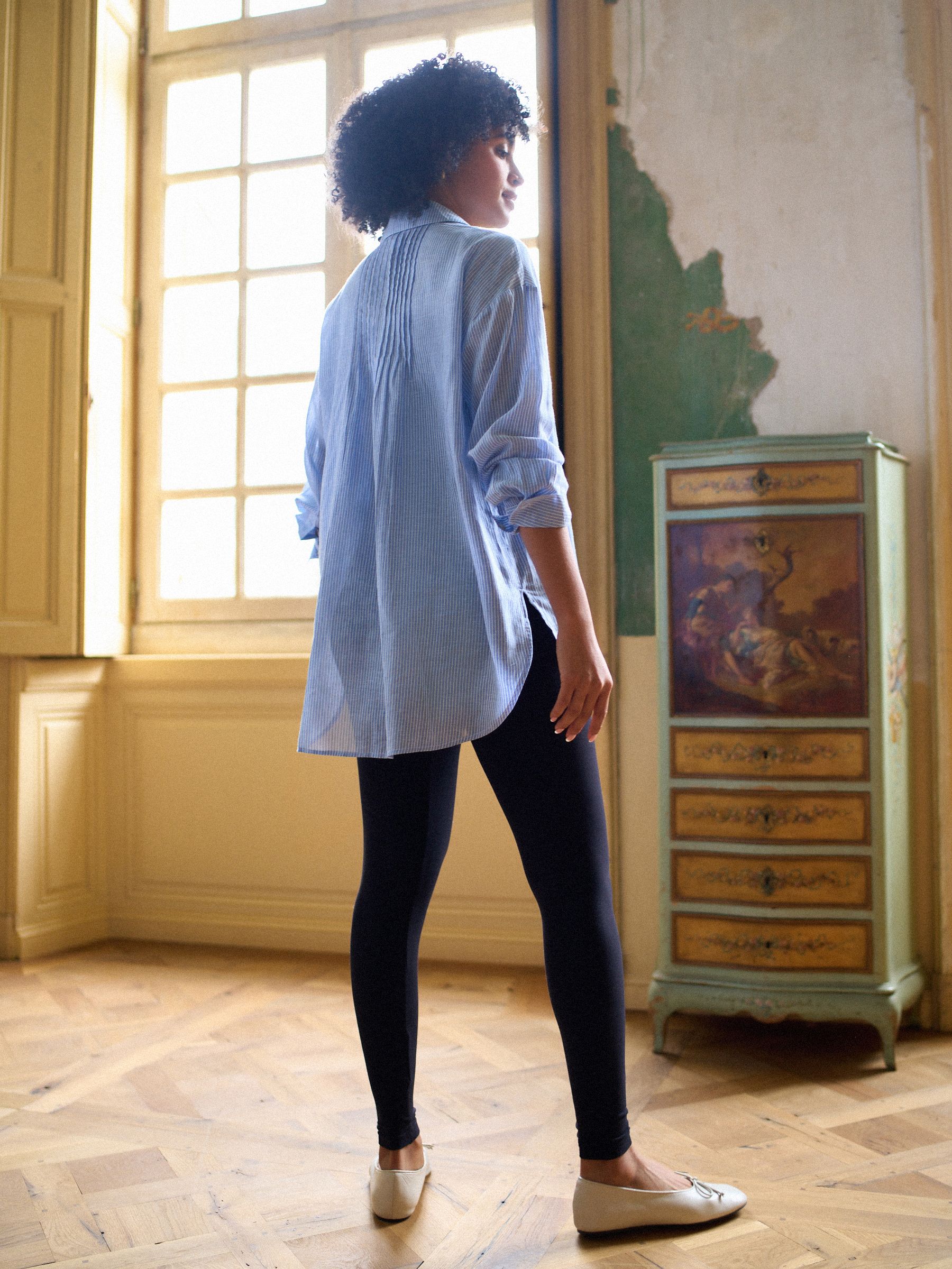 Seraphine Maternity Pin-tuck Ticking Shirt