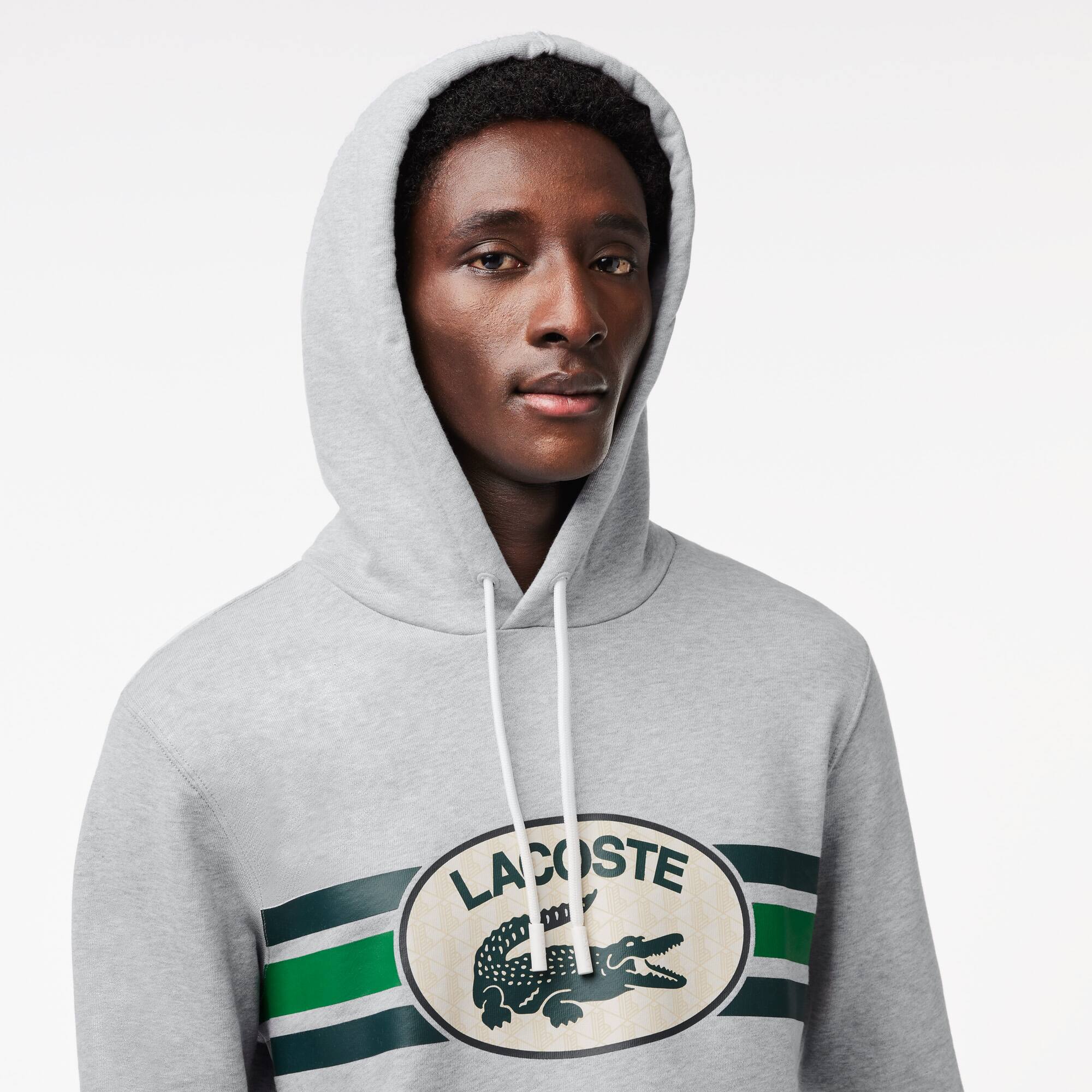Sweatshirt à capuche loose fit imprimé monogramme Sweatshirts - Gris - Lacoste - Homme