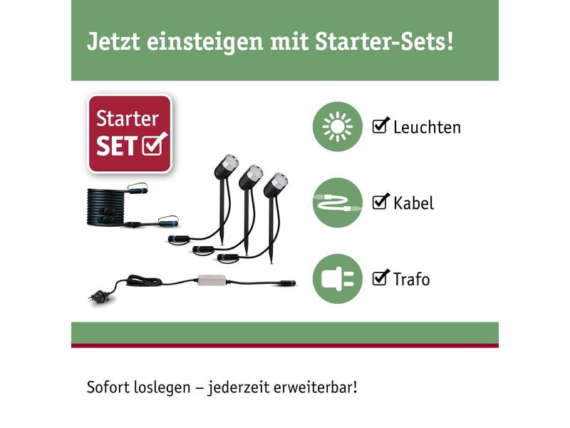 Paulmann Gartenleuchte Plug & Shine Pike 40° RGBW Basis, Zi Starterset für das steuerbare Plug & Shine System
