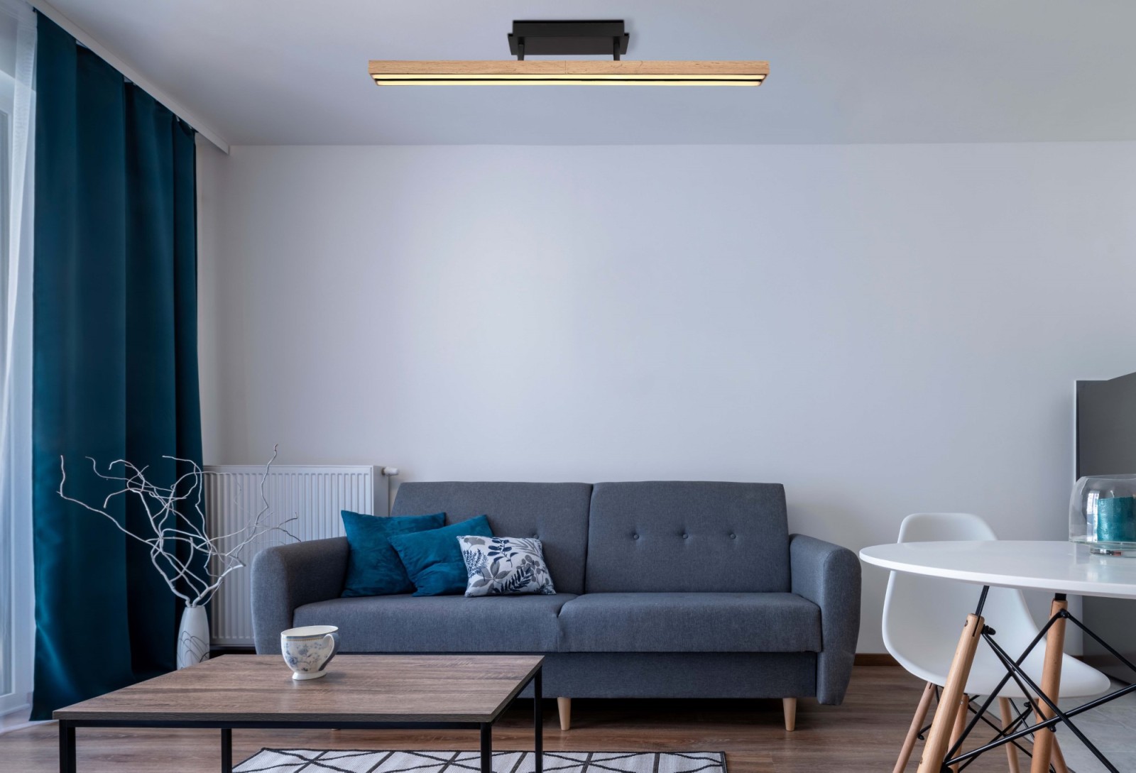 LED-Deckenleuchte - schwarz-Holzoptik - 81 cm