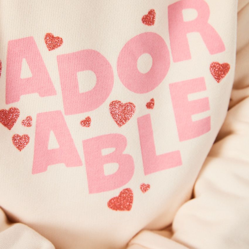 Ensemble jogging molletonné print cœurs pour bébé fille - Rose