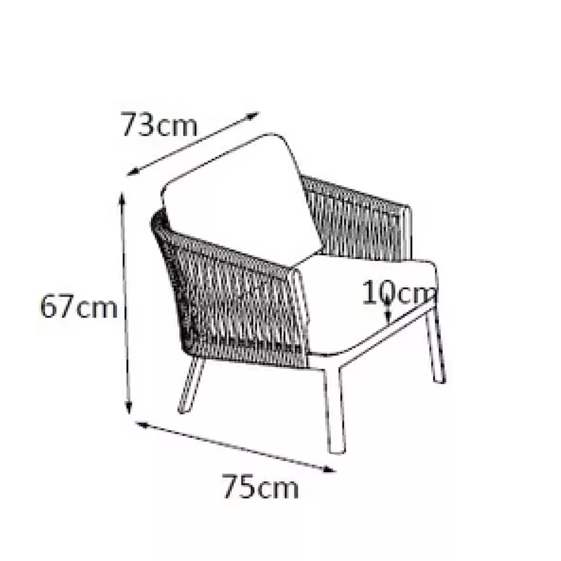 Fauteuil de jardin détente en aluminium Amalfi Gris anthracite et gris clair