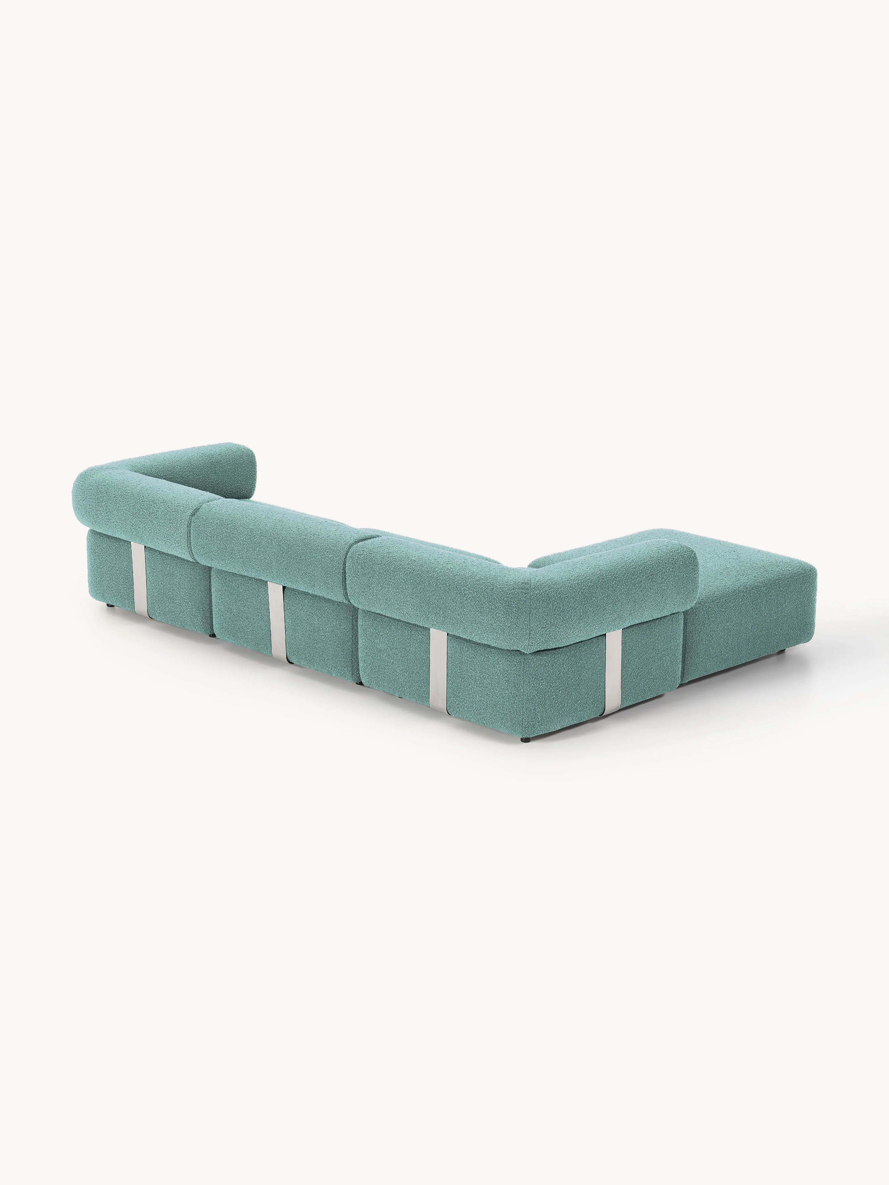 Modulaire bouclé bank Anton (4-zits) met poef (links/rechts