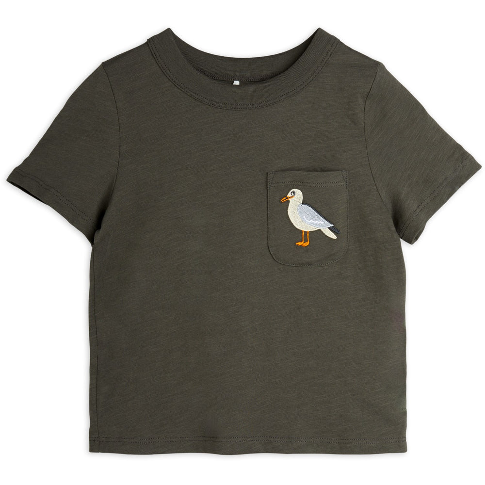 Køb Mini Rodini Black Seagull Embroidery T-Shirt