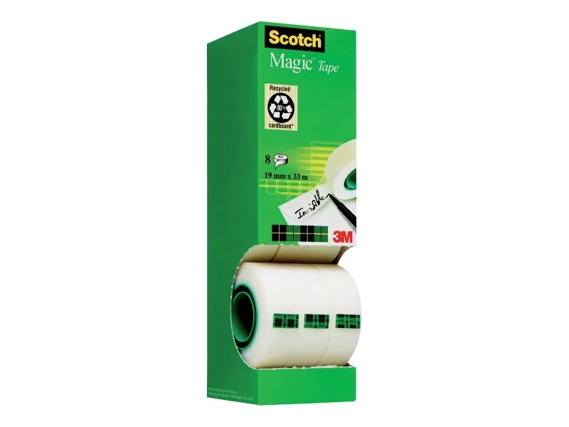 Tape, Scotch, Magic usynlig tape, 8 ruller, 19 mm x 33 m