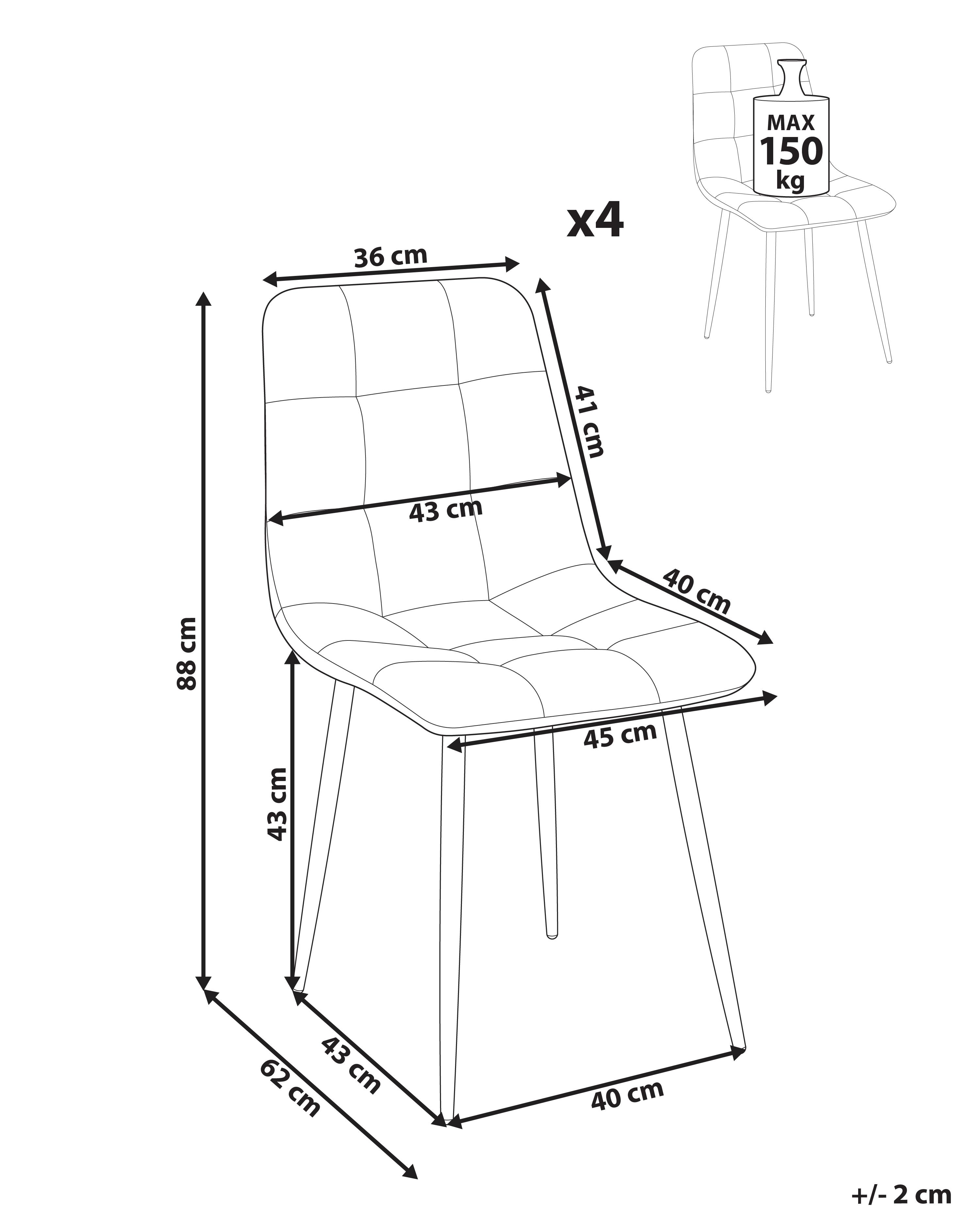 Set van 4 eetkamerstoelen POWELL Fluweel Gebroken wit