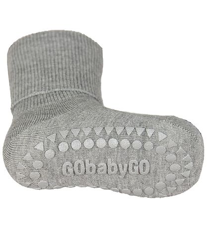 GoBabyGo rutschfeste Socken - Bambus - Graumeliert meliert