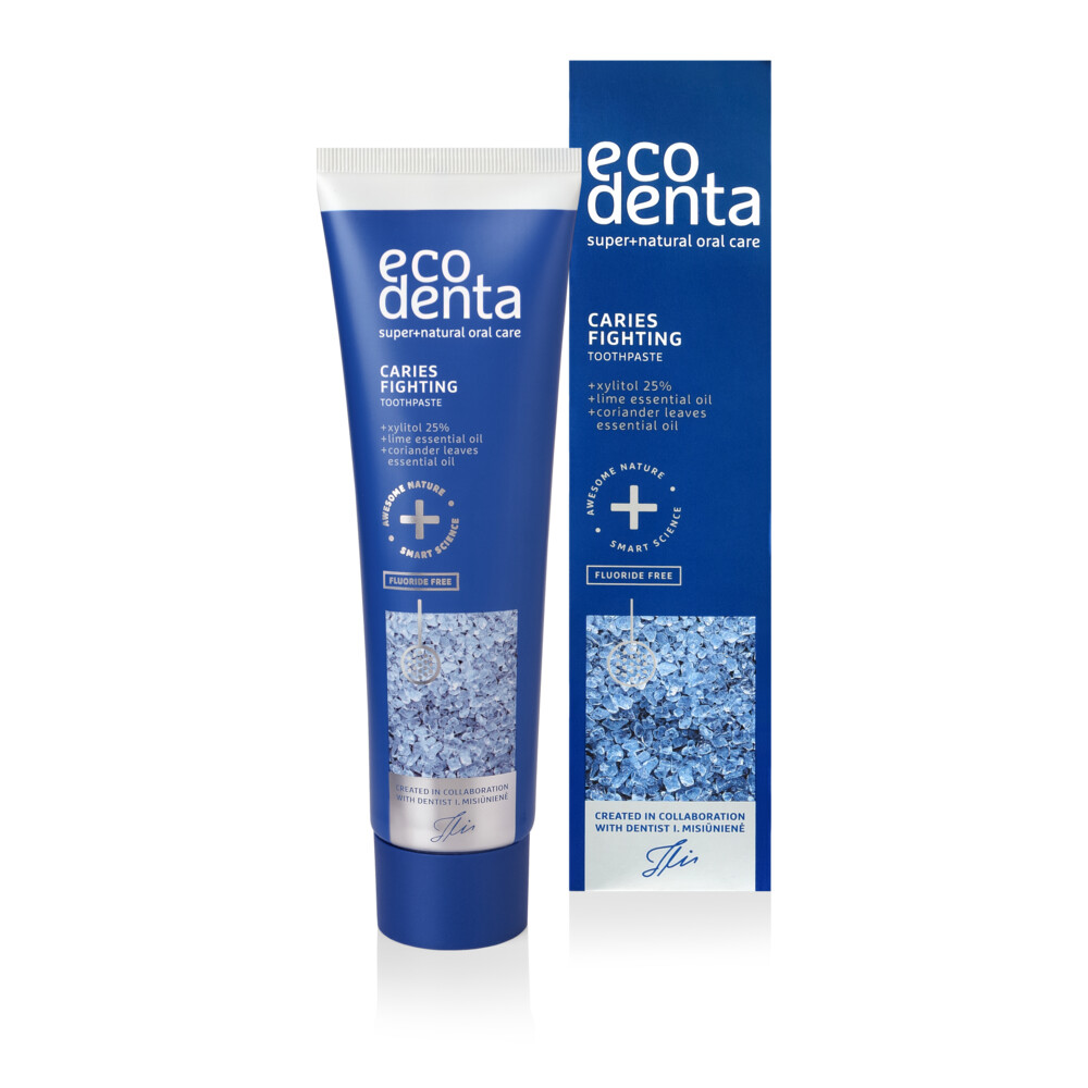 4x Ecodenta Tandpasta Tegen Caries met Xylitol Koriander & Limoenextract100 ml