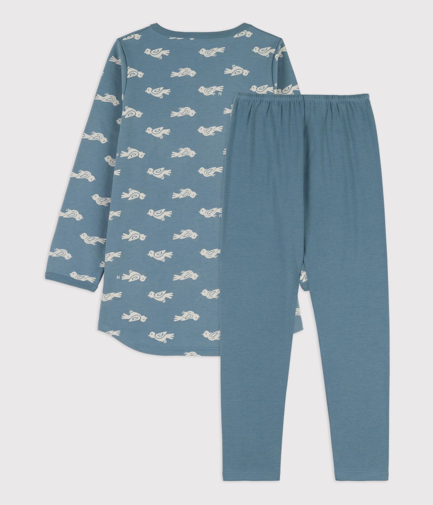 Chemise de nuit et legging oiseau petite fille en molleton et en coton