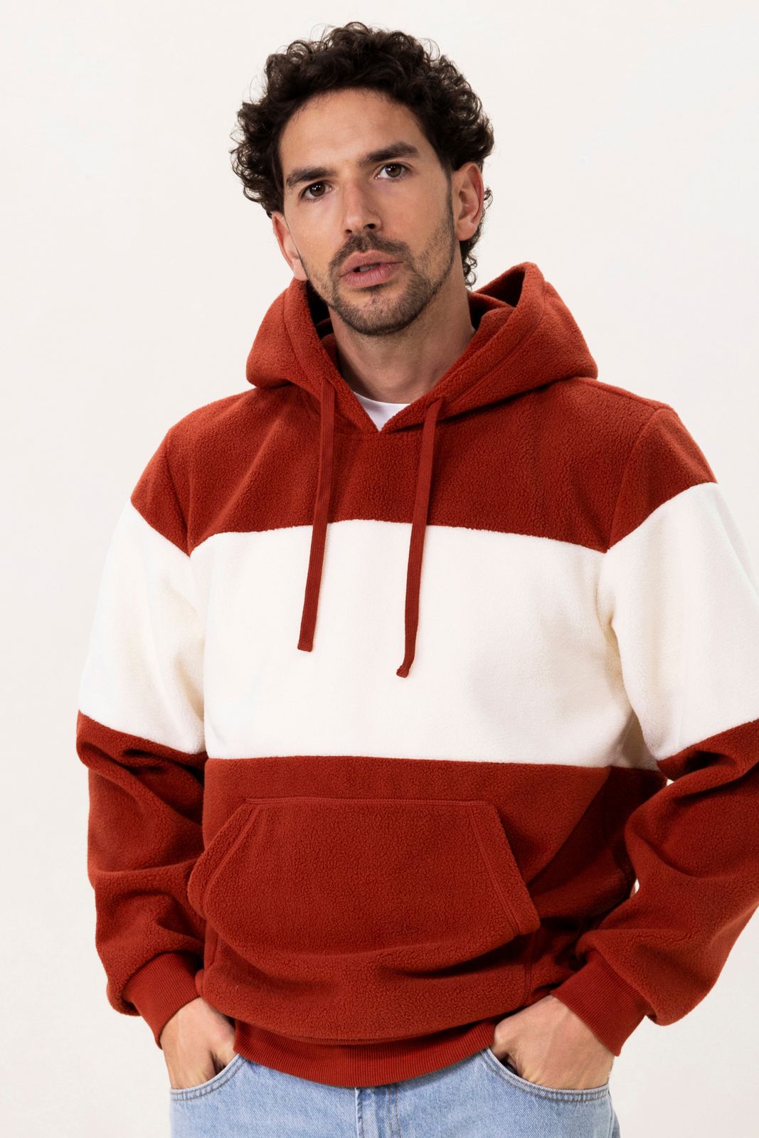 Donkerrode colourblock hoodie