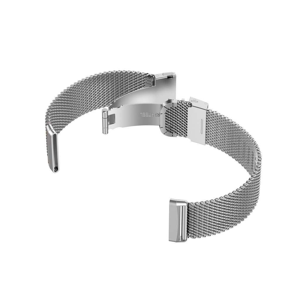 Fitbit Versa 3 / Sense Edelstahl Armband Milanaise mit Butterfly Verschluss (Gelenkumfang 180-235 mm) - Silber