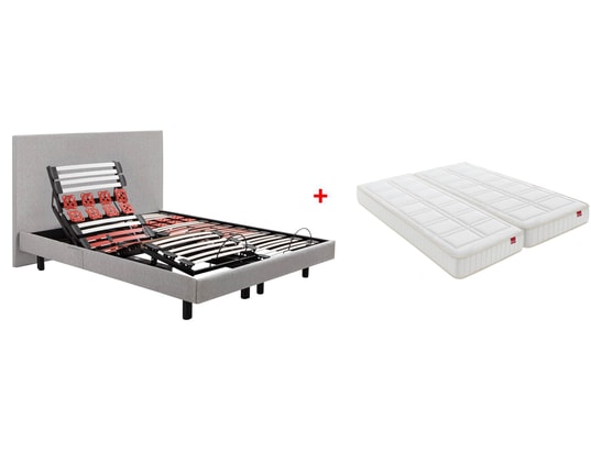 EPEDA - Sommier Electrique 2 x 90 x 200 Escapade 1820D gris cl + TDL + 2x balade équilibré