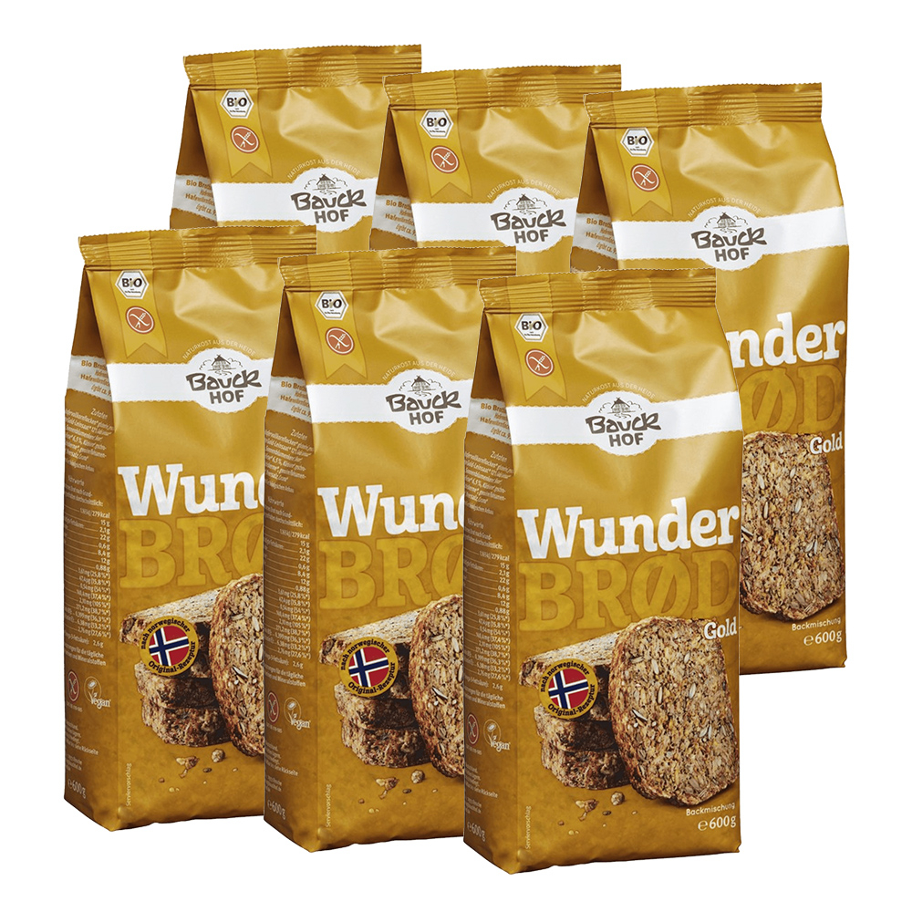 6 x Bio Backmischung Wunderbrød Gold (6x600g)