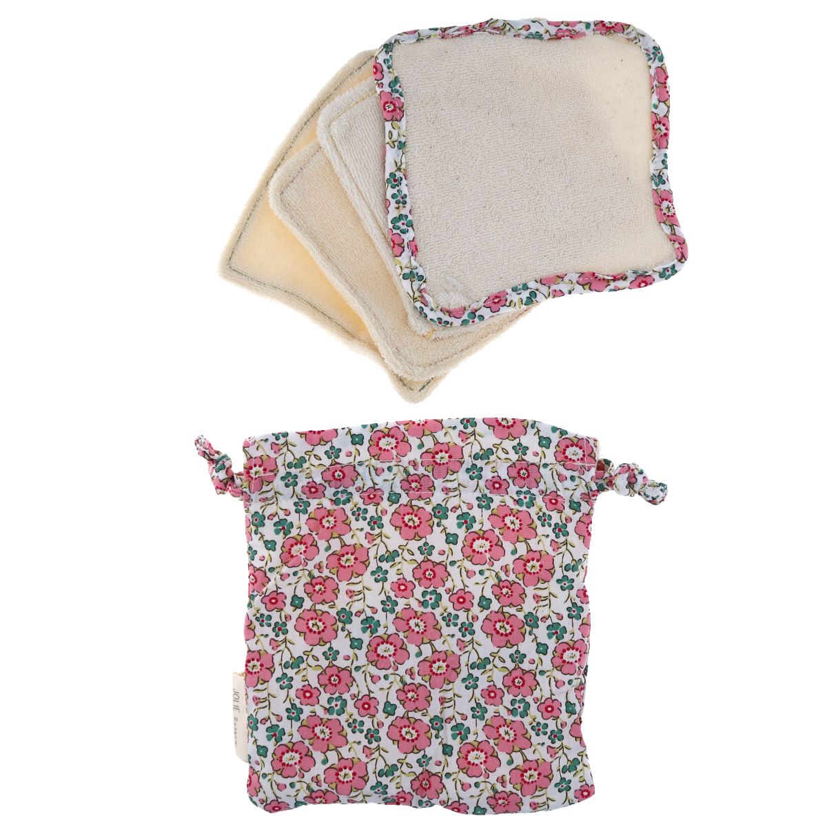 Lot de 4 lingettes lavables en éponge - Bouquet Mahaut Jolie saison