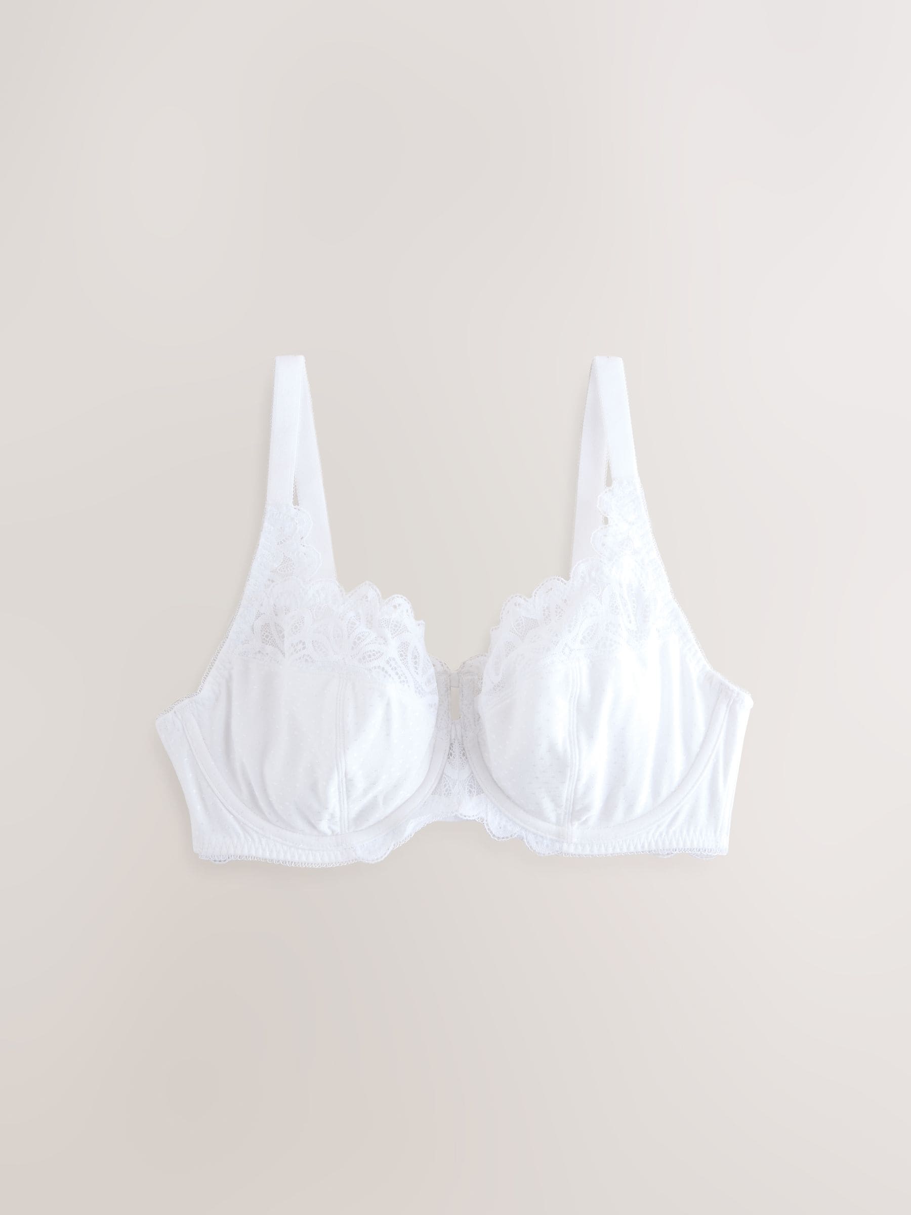 Marineblauw/wit - DD+ Non Pad Full Cup Modal & Lace Bras 2 Pack