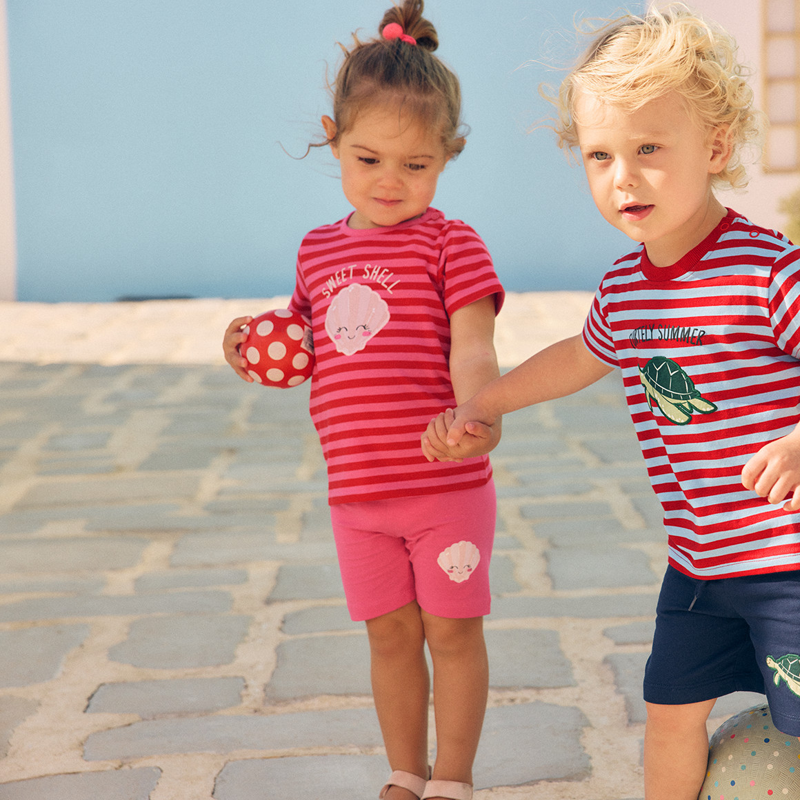 Topomini Baby T-Shirt mit Muschel-Motiv rot / pink