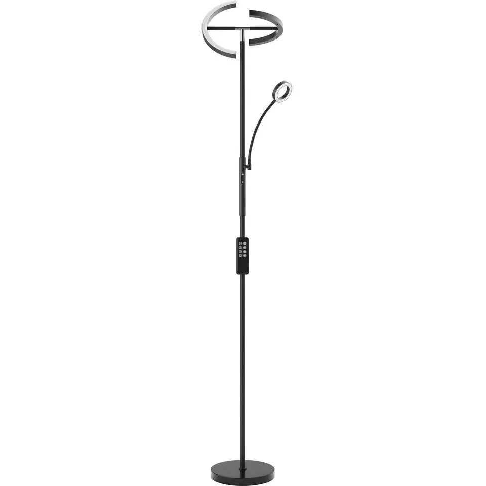 tectake Vloerlamp Auralis LED 20W, leeslamp, dimbaar, Zwart