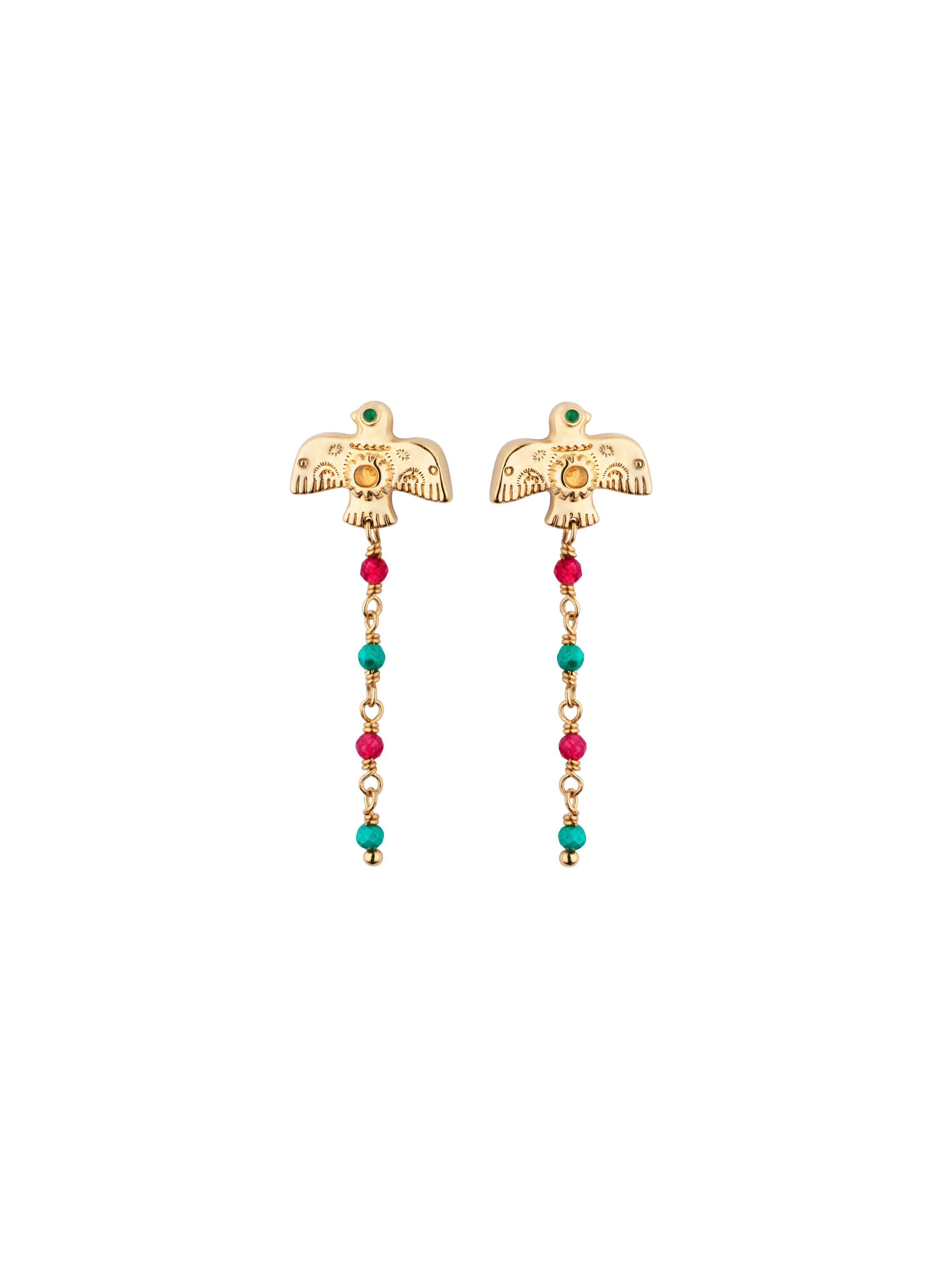 MORELIA - Boucles d'oreilles pendantes pour oreilles percées en laiton et perles | Doré