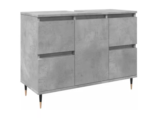 Armoire salle de bain gris béton 80x33x60cm bois d'ingénierie
