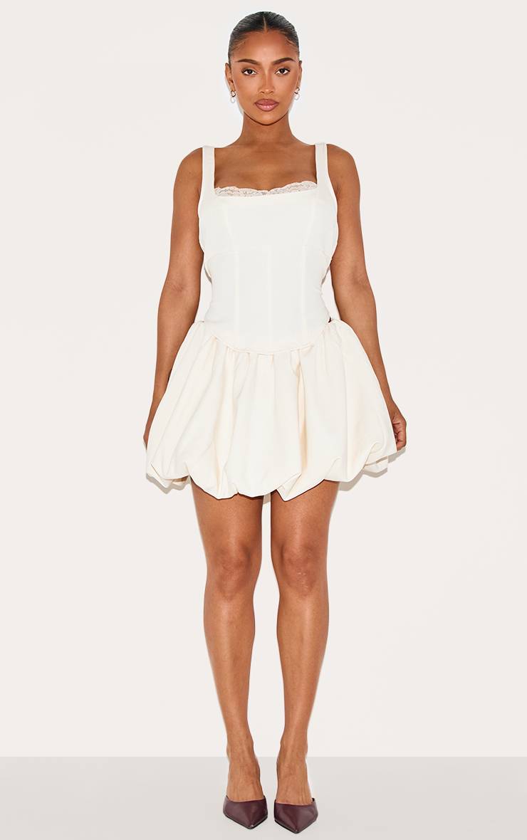 Crème Ensemble Top Corset À Bordure En Dentelle Shape