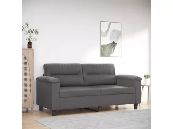 Canapé à 2 places Gris 140 cm Similicuir