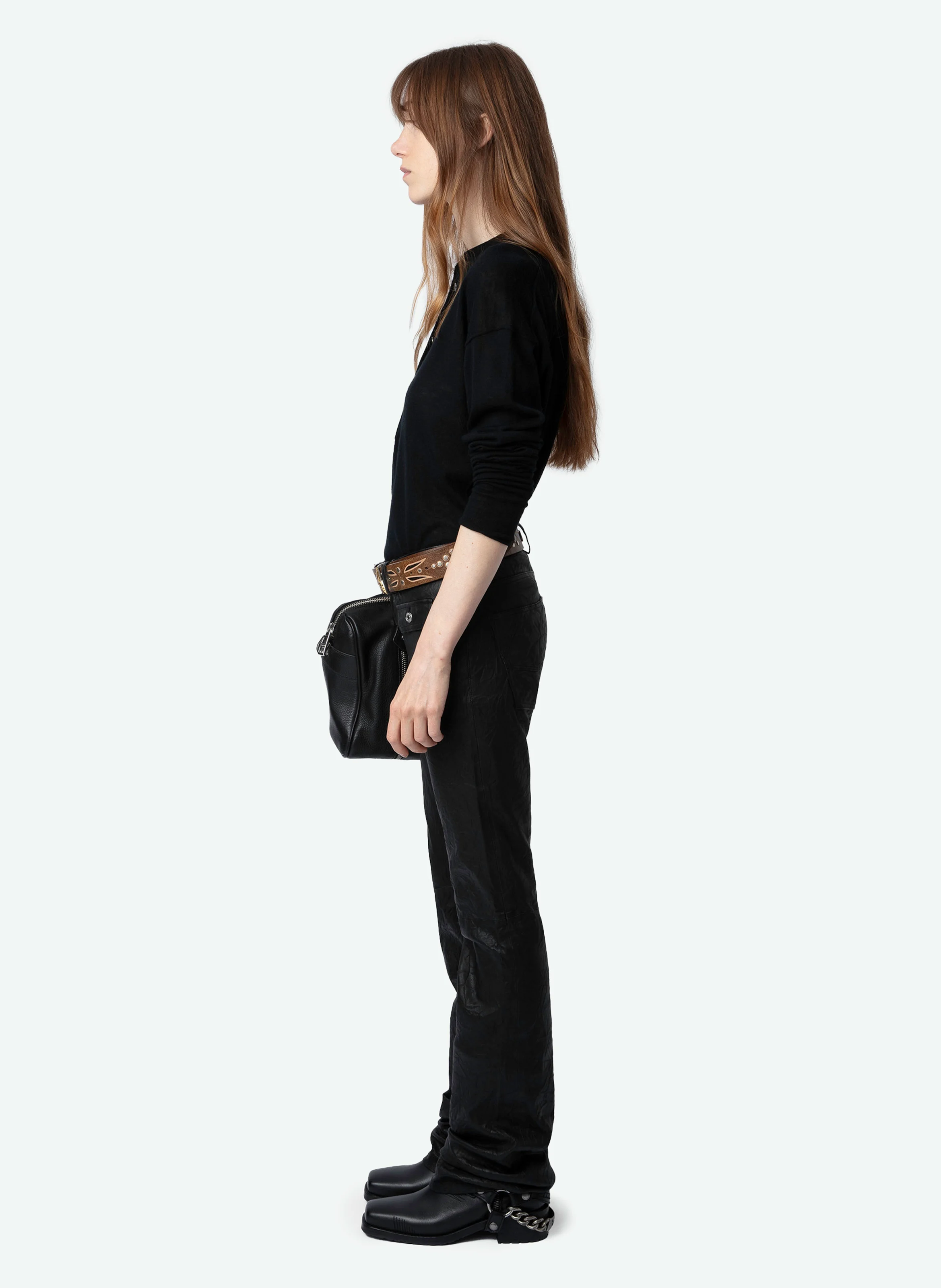 MARLY - Pull droit col polo en cachemire | Noir
