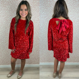 Red paillet & bow dress