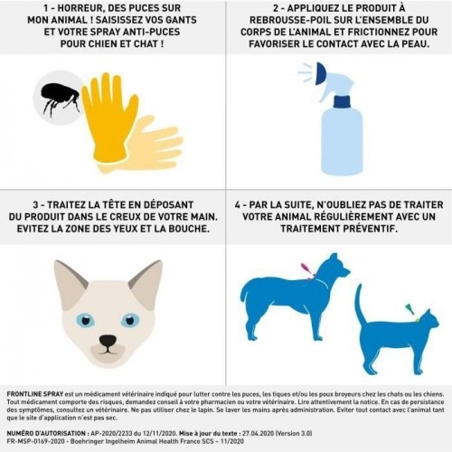 Spray antiparasitário Frontline para cães e gatos.