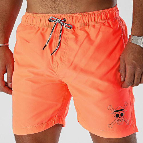 Short De Bain Logo Orange Fluo