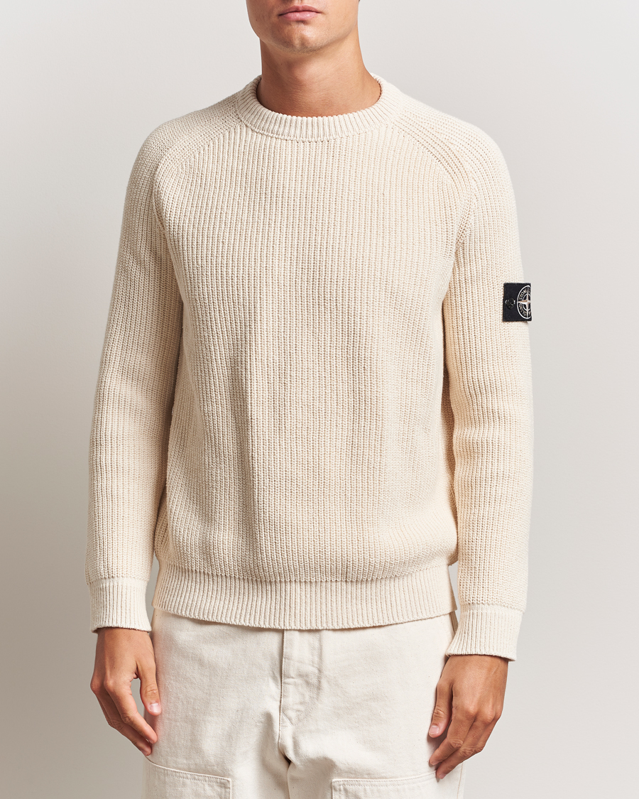 Stone Island RAW Cotton Popcorn Stitch Crew Neck Ivory