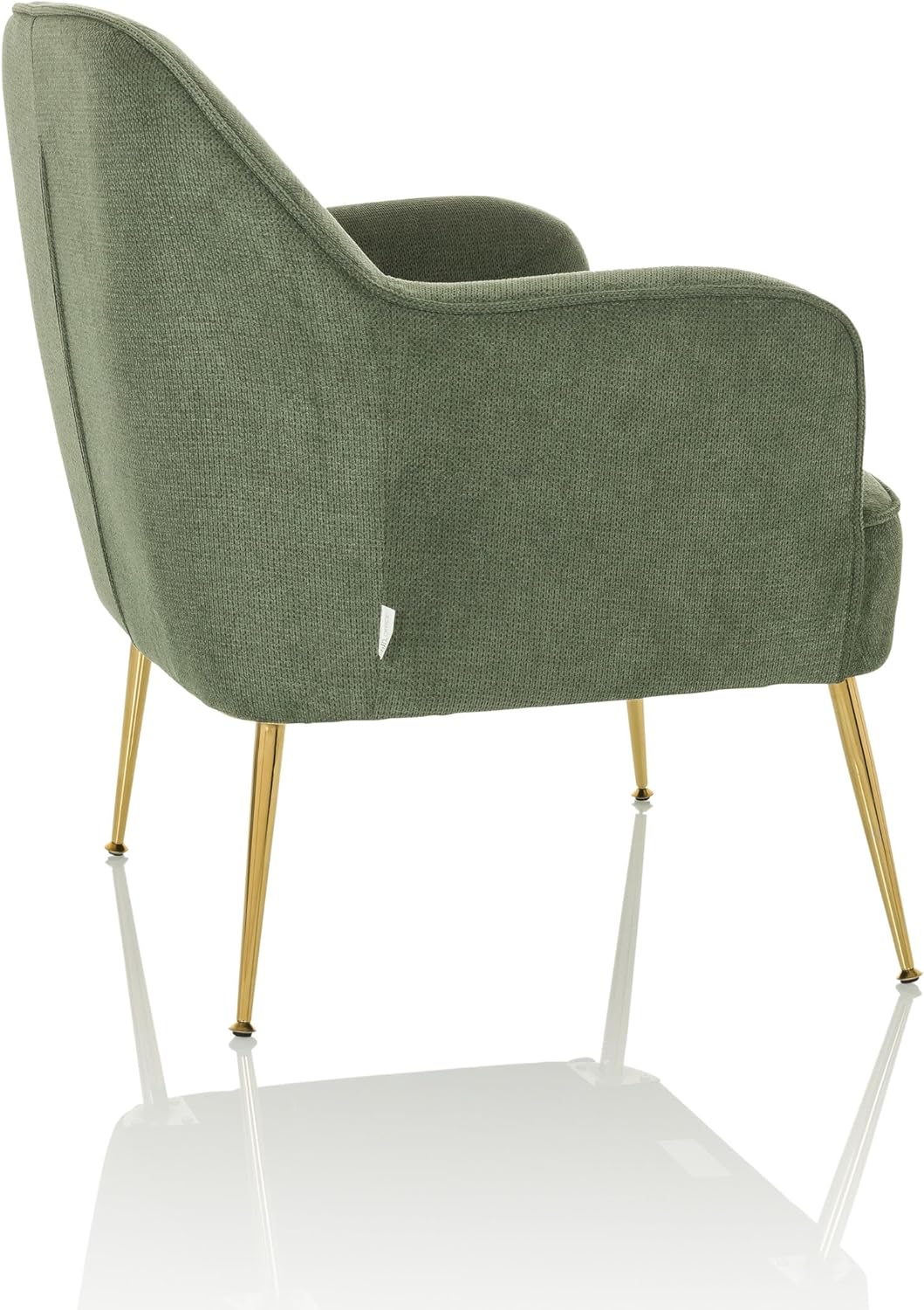 Moderner Loungesessel THASSOS Polsterstuhl Sessel mit vergoldeten Metallbeinen, bequemer Lesesessel, Stoff Grün