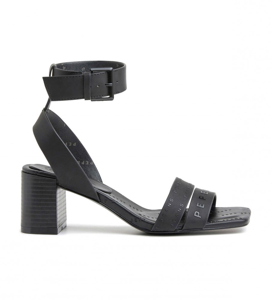 Sandálias Pepe Jeans Altea Young Block, pretas - Altura do salto: 6 cm -