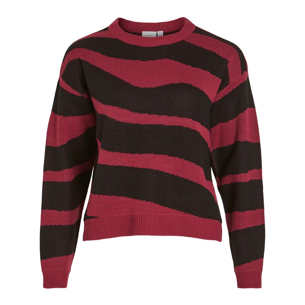 Vila Pull Prune/Noir Femme Vila Jacquard
