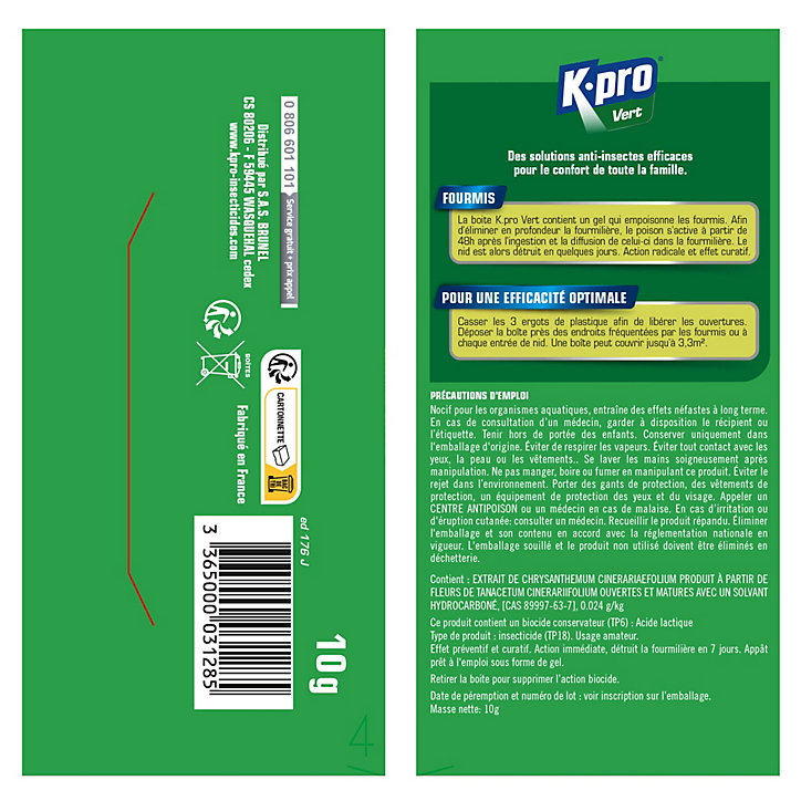 Gel appât anti-fourmis Kapo vert 10g