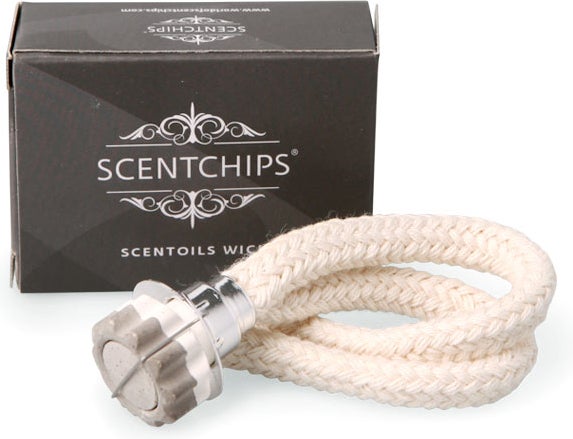 ScentChips doosje met lont en steen wit D 2 H 4 cm
