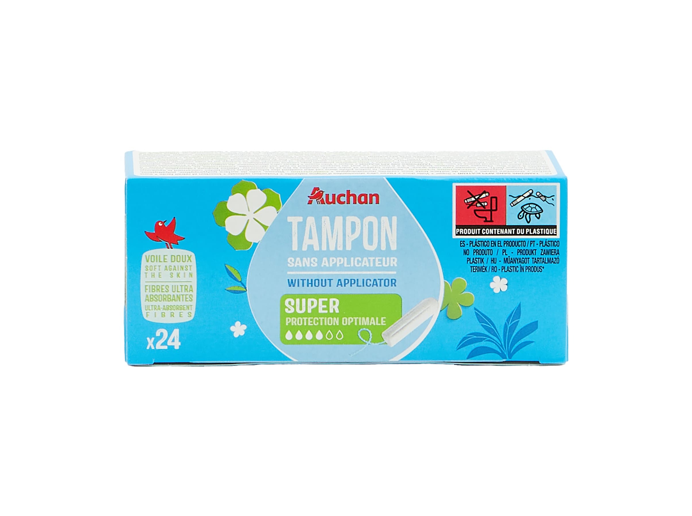 TAMPÕES AUCHAN SUPER SEM APLICADOR 24UN