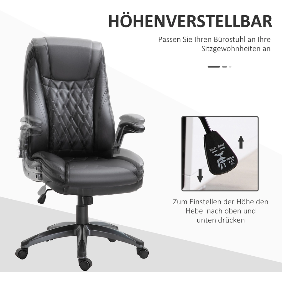 Vinsetto Bürostuhl mit Wippfunktion schwarz