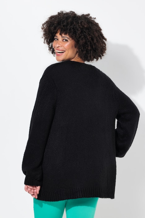 Strickjacke, Straight Fit, Ballonärmel