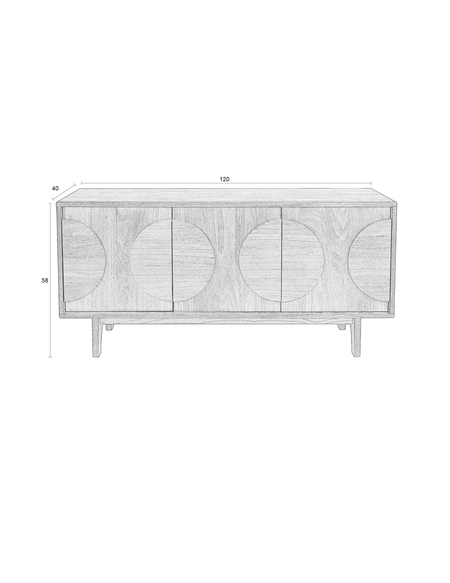 Dressoir Groove 3 deurs walnoot