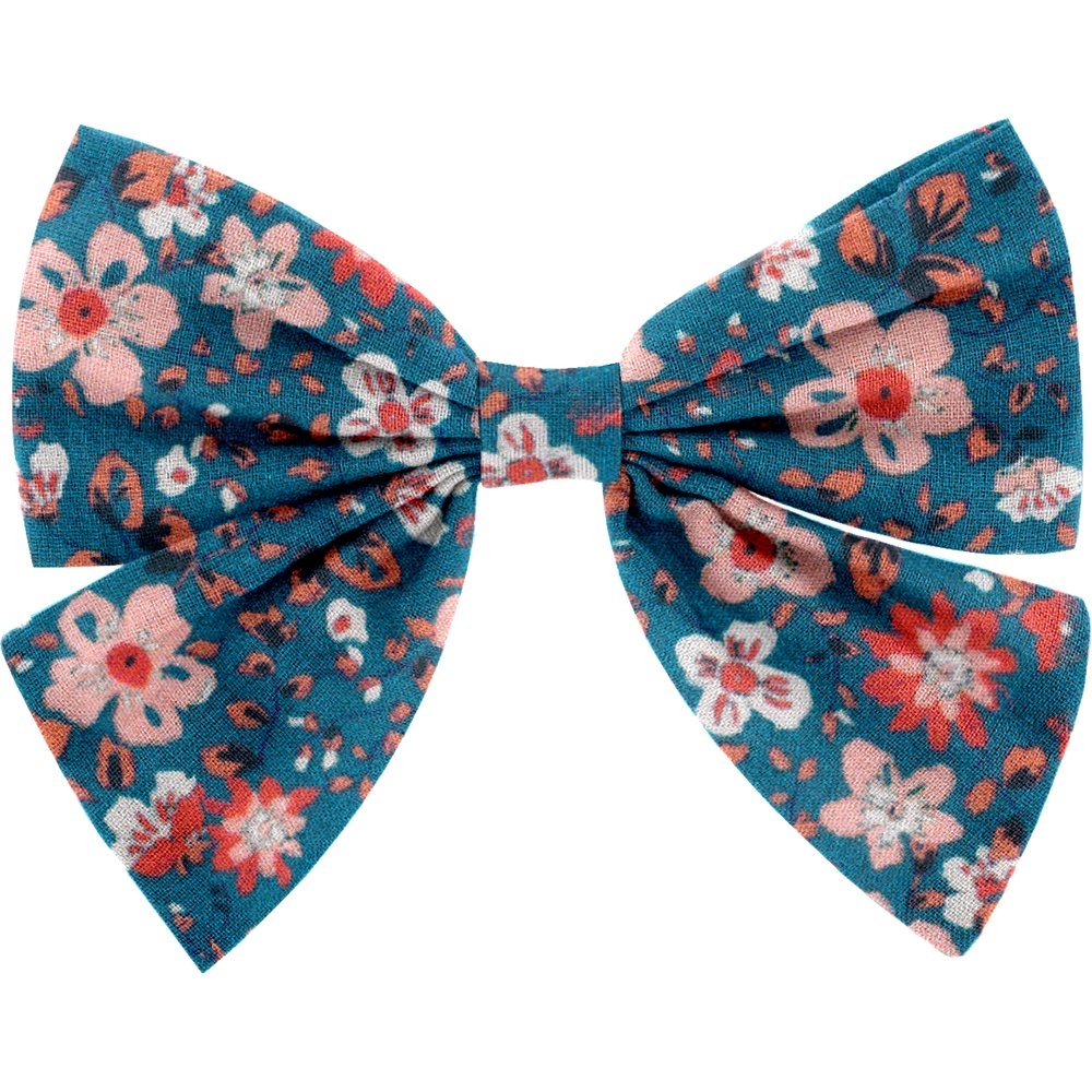 Barrette Noeud Papillon Fleuri Nude Ardoise