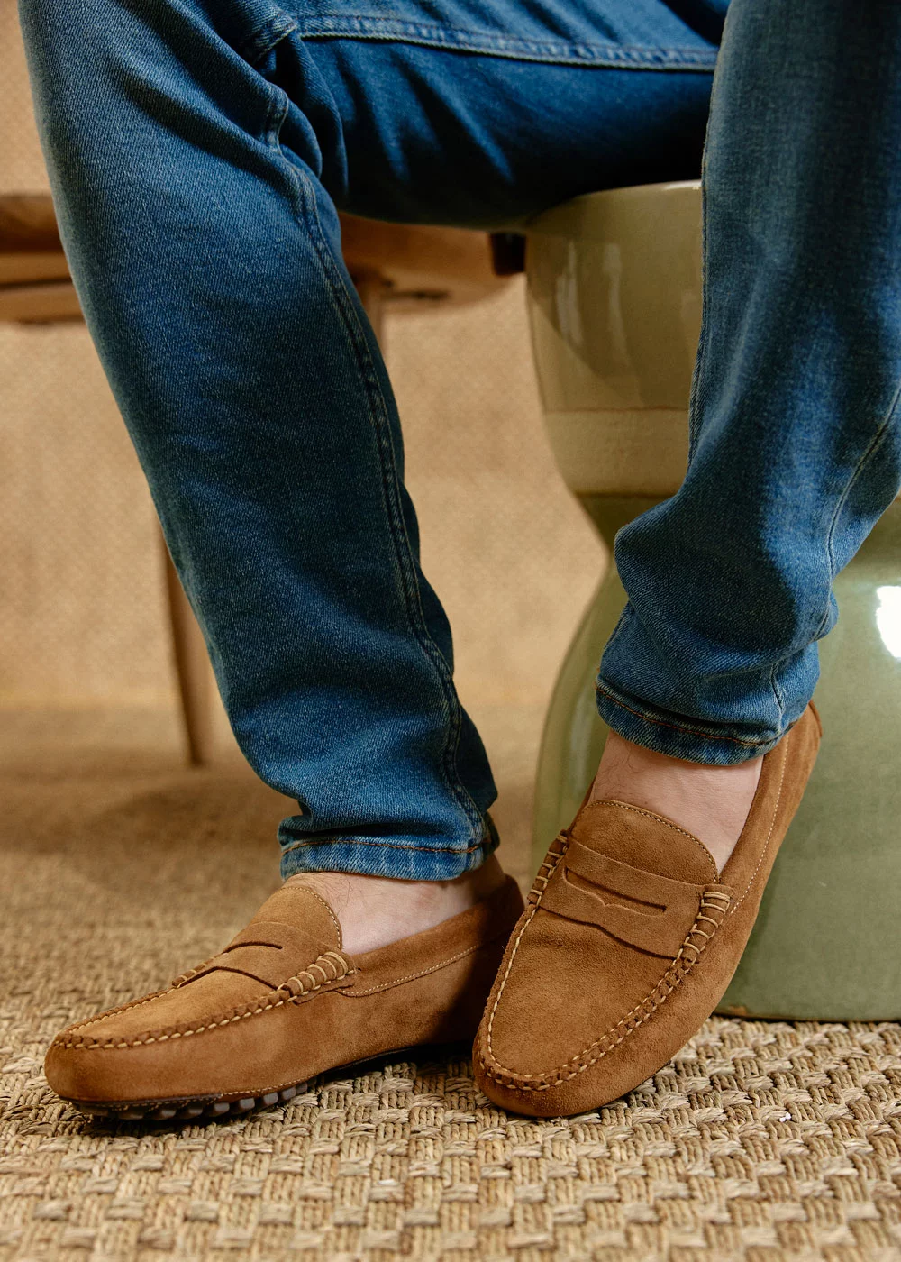MOCASSIN BUCK DRIVER VELOURS MARRON