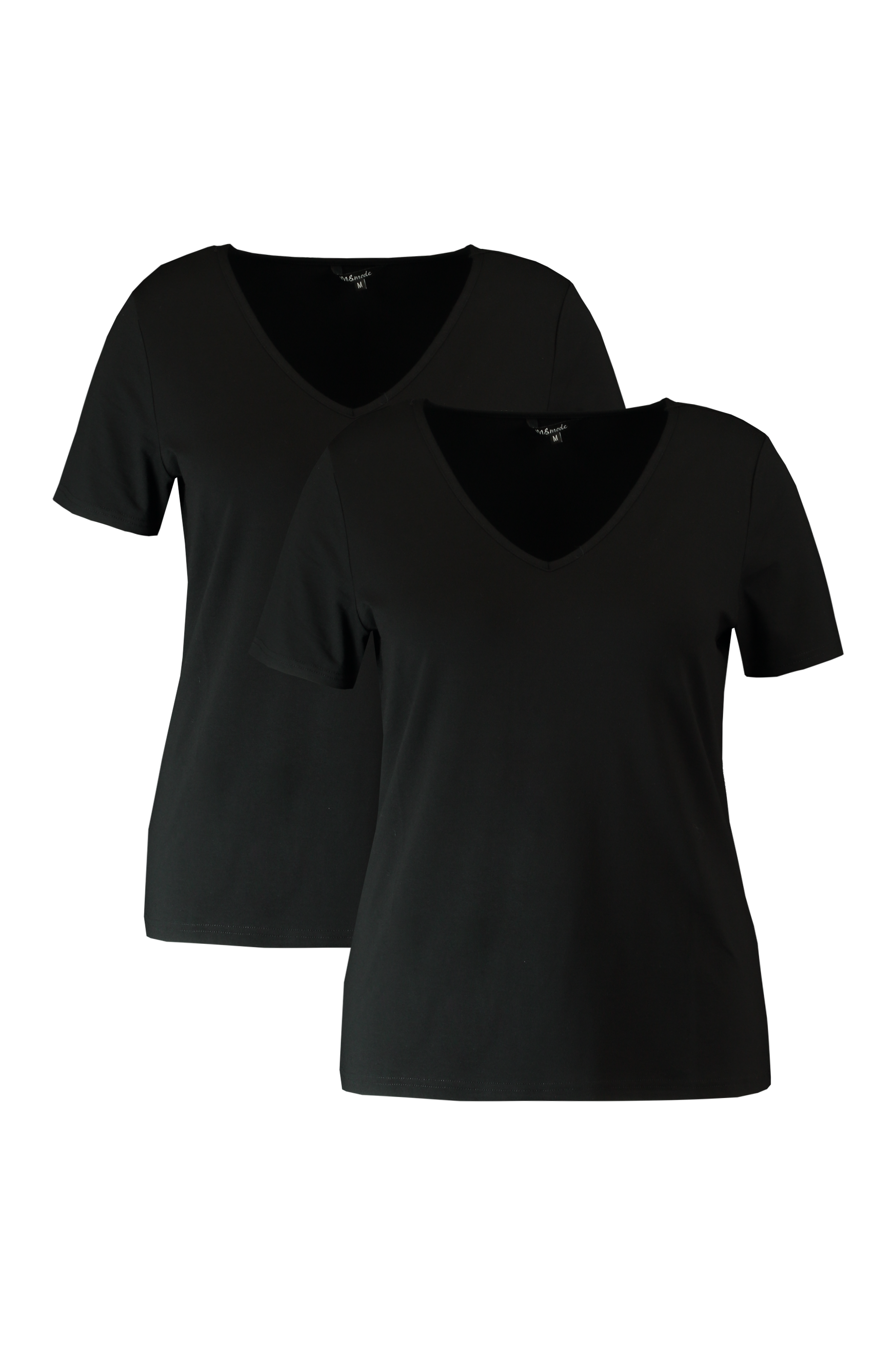 2-pack T-shirts met V-hals Zwart