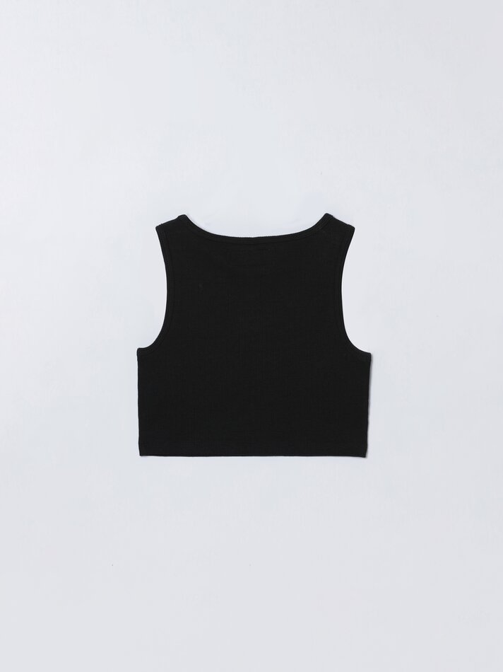 Conjunto de top canelado e shorts - Preto