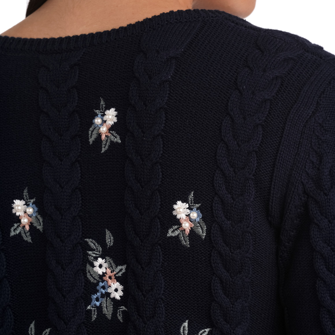 Gina Benotti Damen Strickjacke mit Stickereien dunkelblau