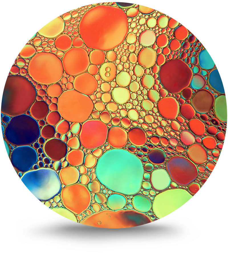 Rond schilderij Druppels in kleur 80 cm