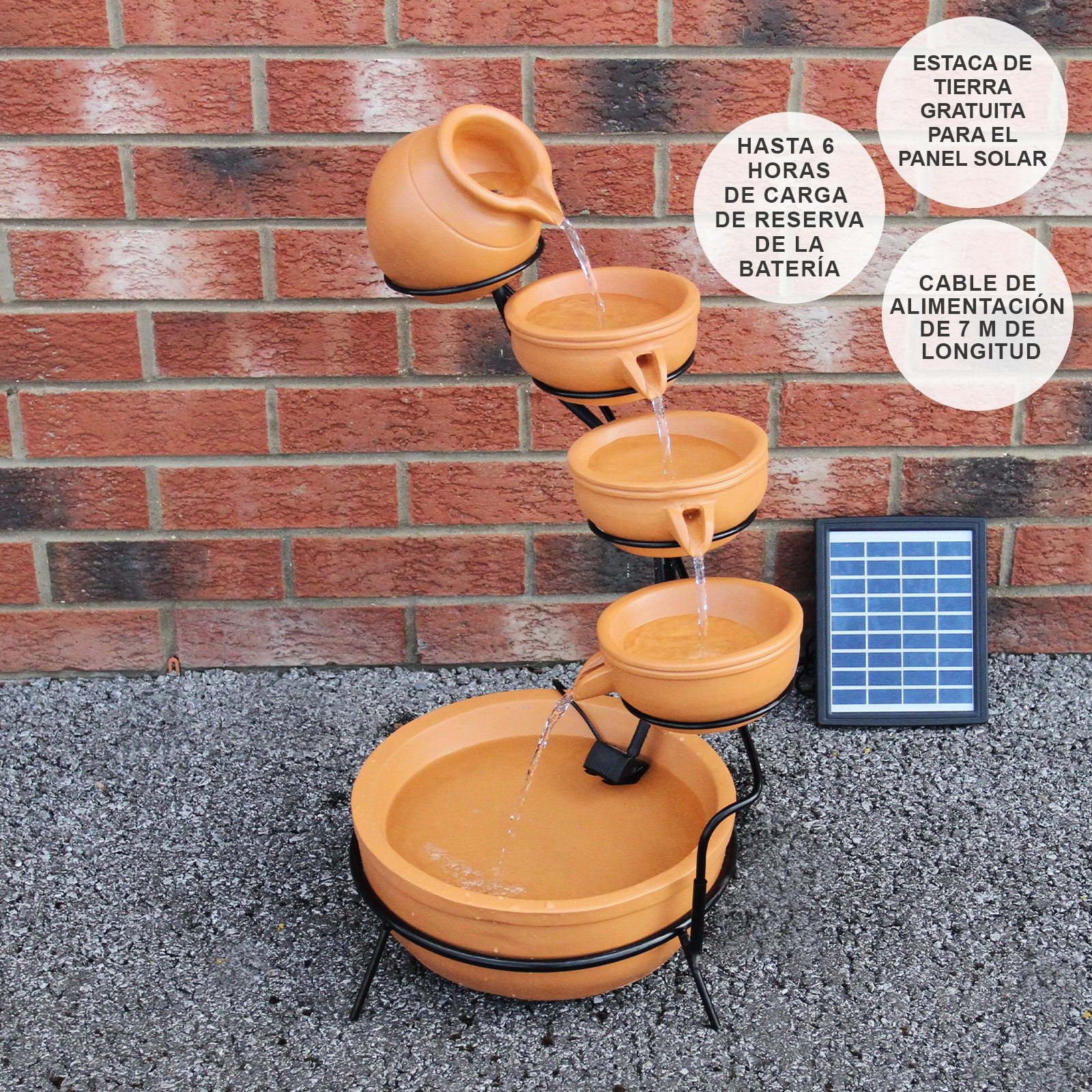 Fonte de água solar para gatos - Terracota